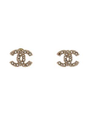 Chanel Cc Stud Earrings Metal With Faux #276438C61B